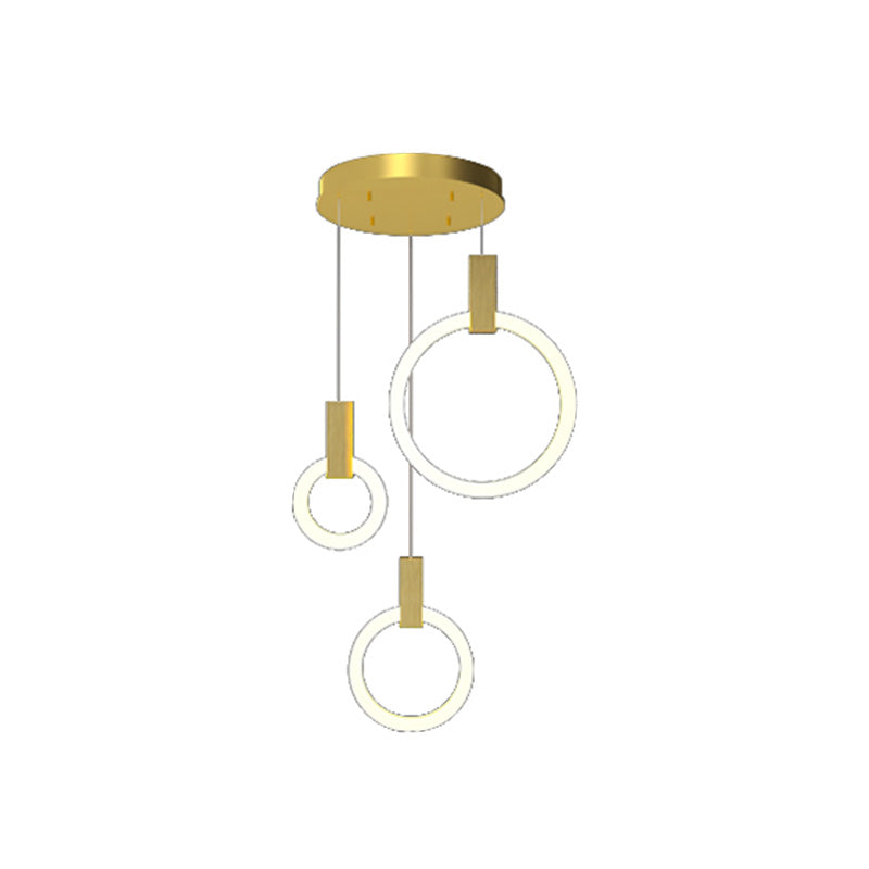 Gouden cirkelvormige led hanglamp in modern beknopte stijl smeedijzeren hangend licht met acrylschaduw