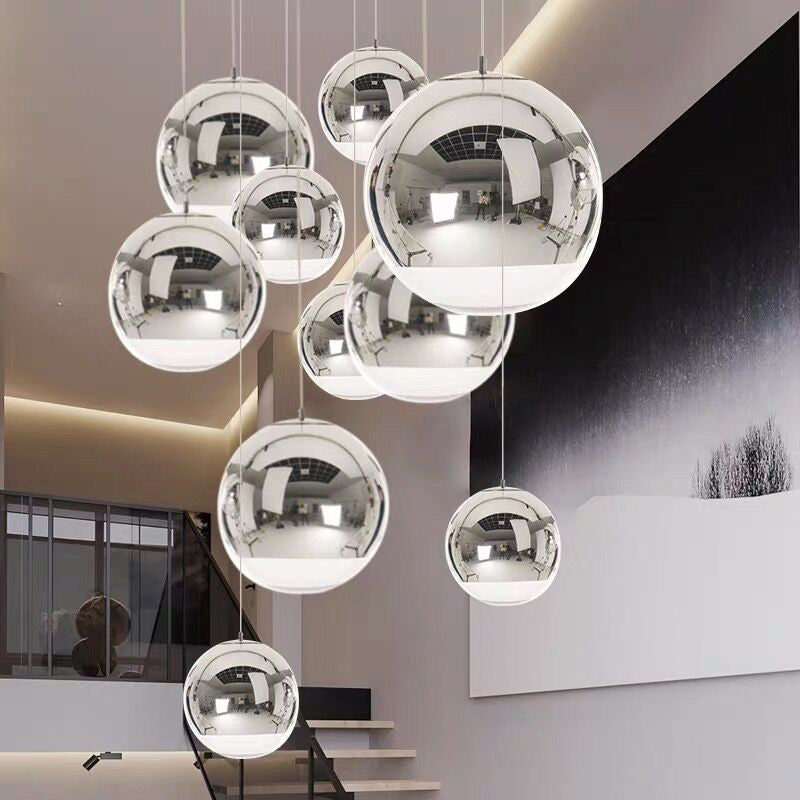 1 Light Glass Pendant Ceiling Lights Modern Spherical Hanging Ceiling Lights for Dining Room