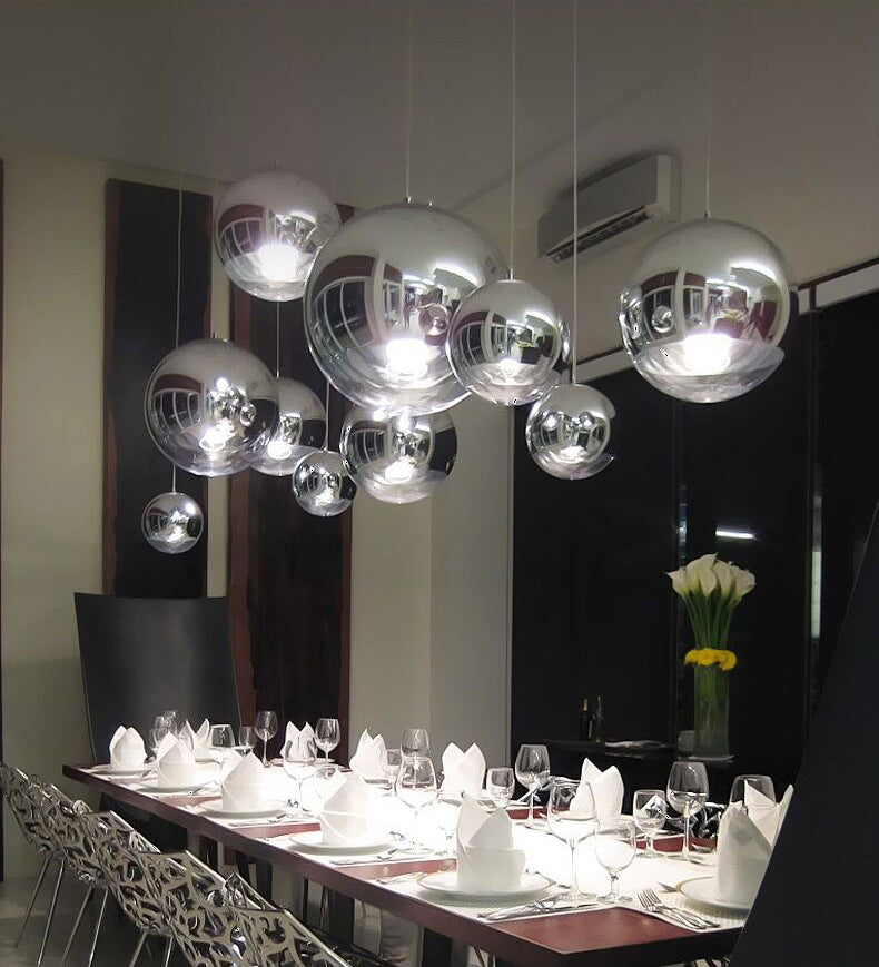 1 Light Glass Pendant Ceiling Lights Modern Spherical Hanging Ceiling Lights for Dining Room