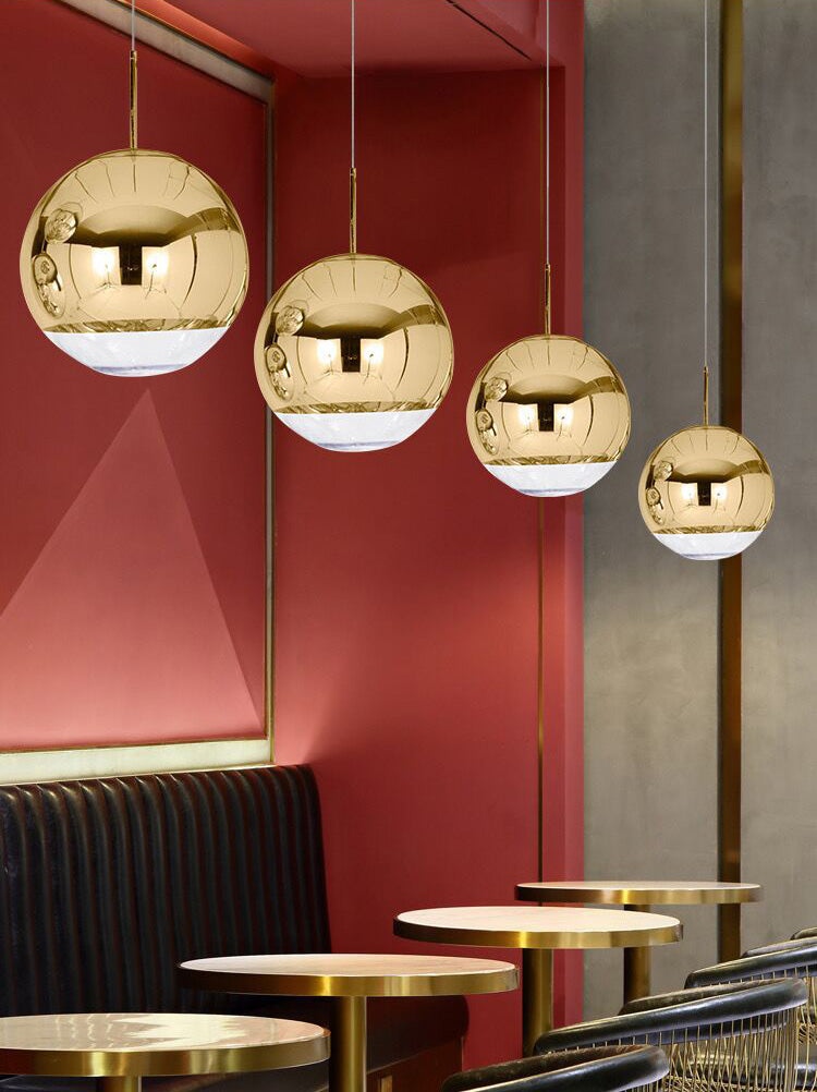 1 Light Glass Pendant Ceiling Lights Modern Spherical Hanging Ceiling Lights for Dining Room