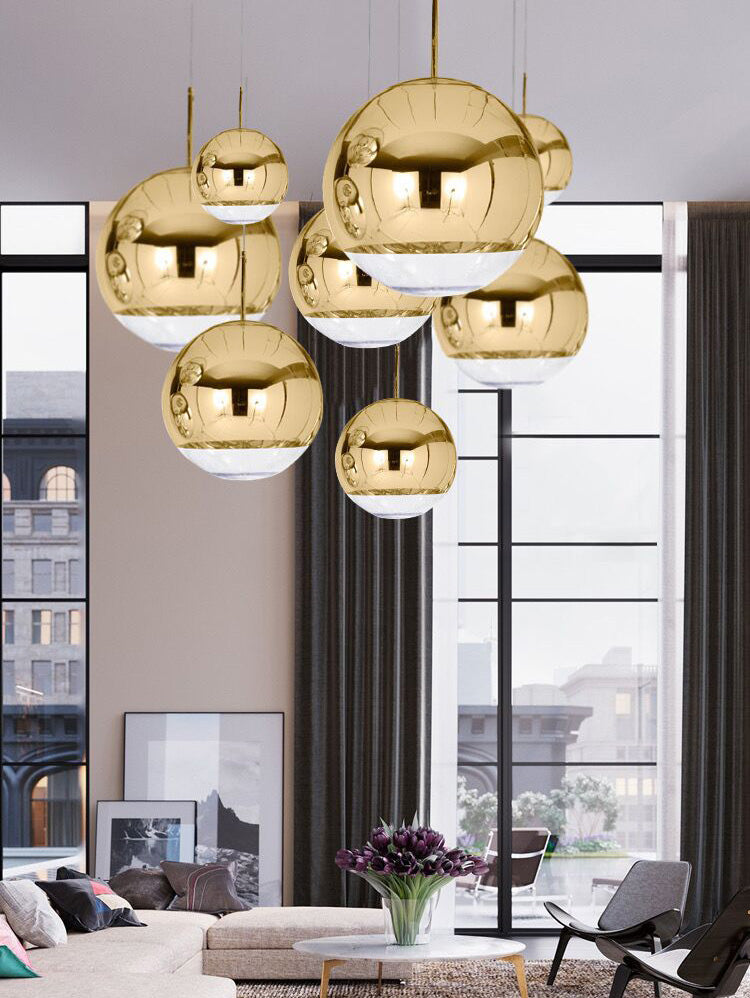 1 Light Glass Pendant Ceiling Lights Modern Spherical Hanging Ceiling Lights for Dining Room
