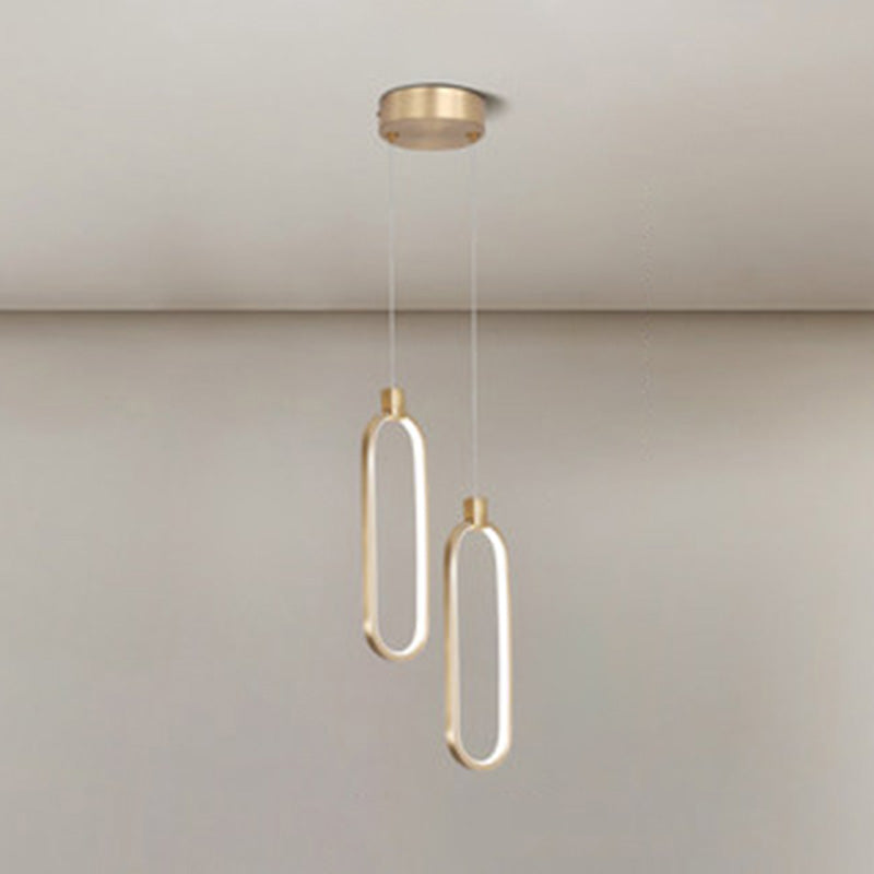 Gold längliches LED -Anhänger Licht im modernen prägnanten Stil Aluminium hängen Licht mit Silikonschatten