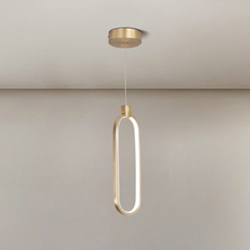 Gold längliches LED -Anhänger Licht im modernen prägnanten Stil Aluminium hängen Licht mit Silikonschatten