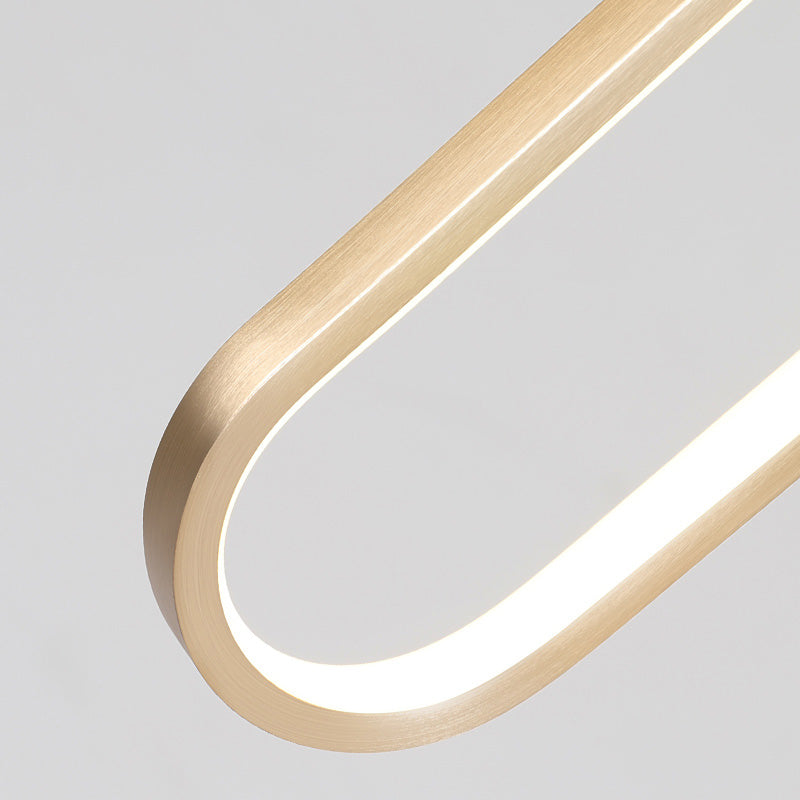 Gold längliches LED -Anhänger Licht im modernen prägnanten Stil Aluminium hängen Licht mit Silikonschatten