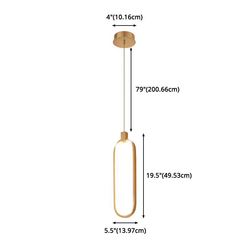 Gold Oblong LED Pendant Light in Modern Concise Style Aluminium Hanging Light with Silicone Shade