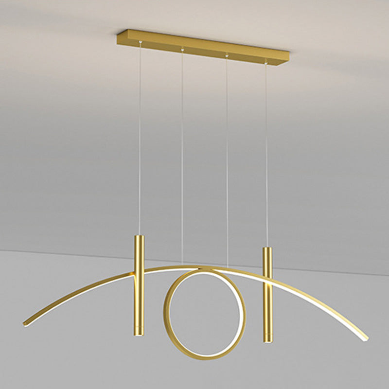 Luce isola lineare a LED acrilico in moderna luce a sospensione in ferro battuto per sala da pranzo