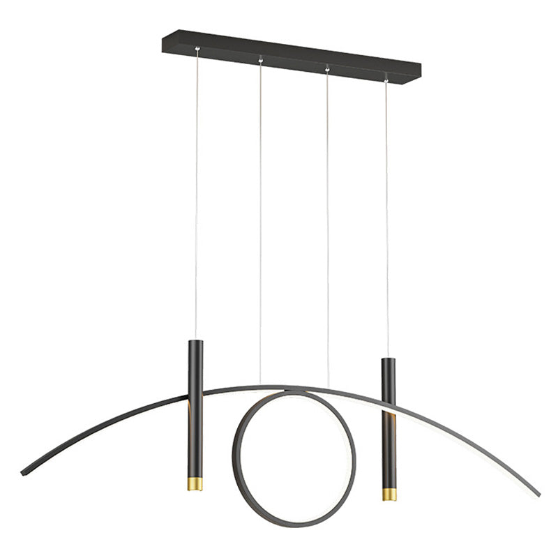 Luce isola lineare a LED acrilico in moderna luce a sospensione in ferro battuto per sala da pranzo