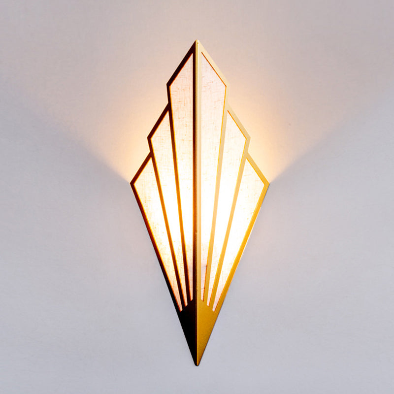 Post-modern Style Metal Geometric Wall Lamp Creative Fabric Shade Wall Mount Light in Electroplated Gold