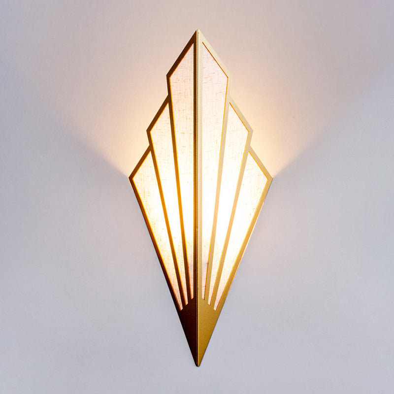 Post-modern Style Metal Geometric Wall Lamp Creative Fabric Shade Wall Mount Light in Electroplated Gold