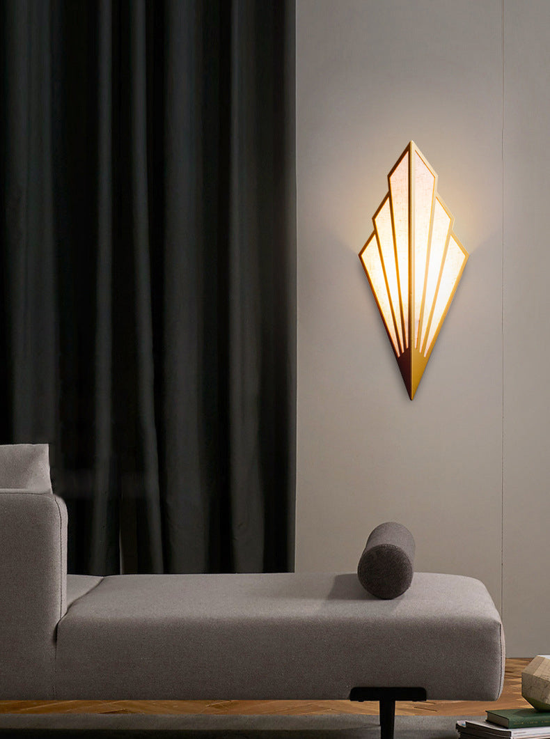 Post-modern Style Metal Geometric Wall Lamp Creative Fabric Shade Wall Mount Light in Electroplated Gold