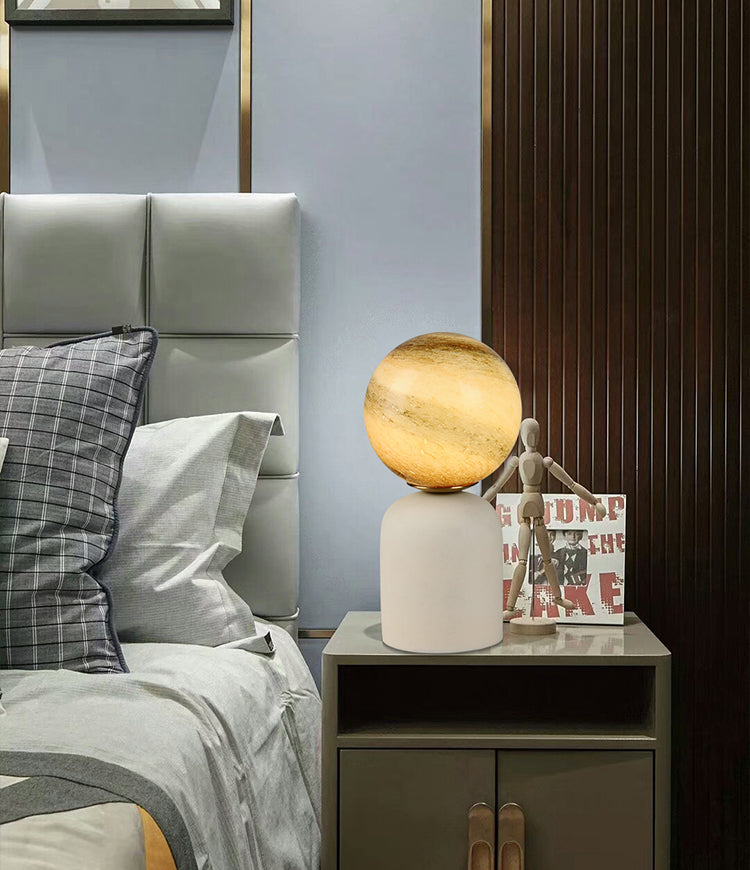 11,8 "in altezza lampada da tavolo a led in stile moderno Globe Glass Shade Ceramics Ceramics Base Light per camera da letto
