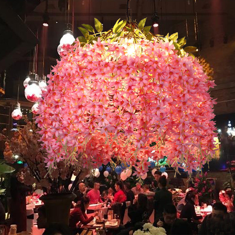 Cluster di fiori in stile Nordico Appedisci un ciondolo di illuminazione decorativa con catena sospesa regolabile