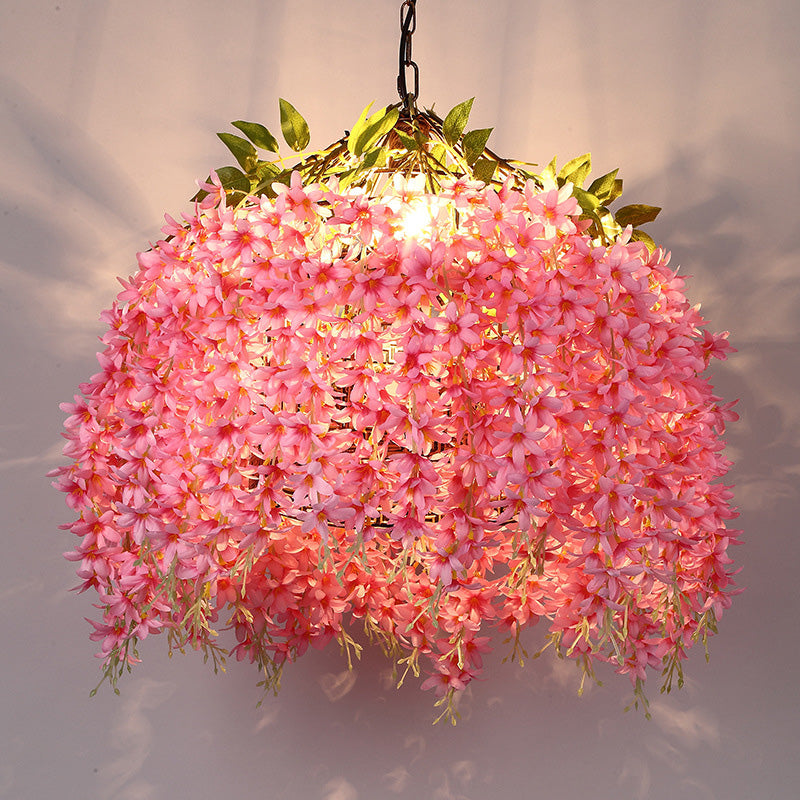 Cluster di fiori in stile Nordico Appedisci un ciondolo di illuminazione decorativa con catena sospesa regolabile