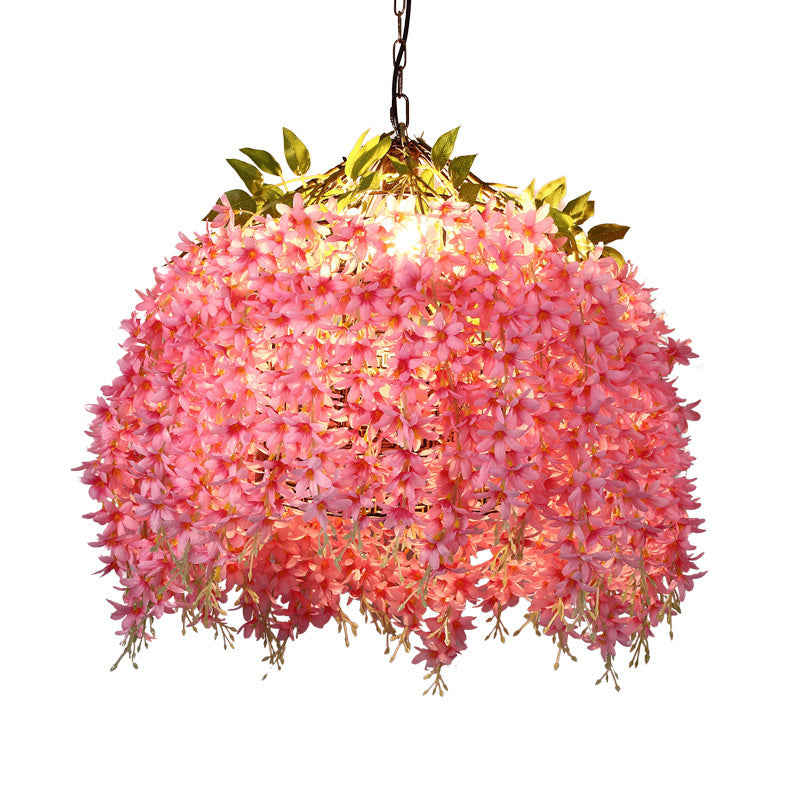 Cluster di fiori in stile Nordico Appedisci un ciondolo di illuminazione decorativa con catena sospesa regolabile