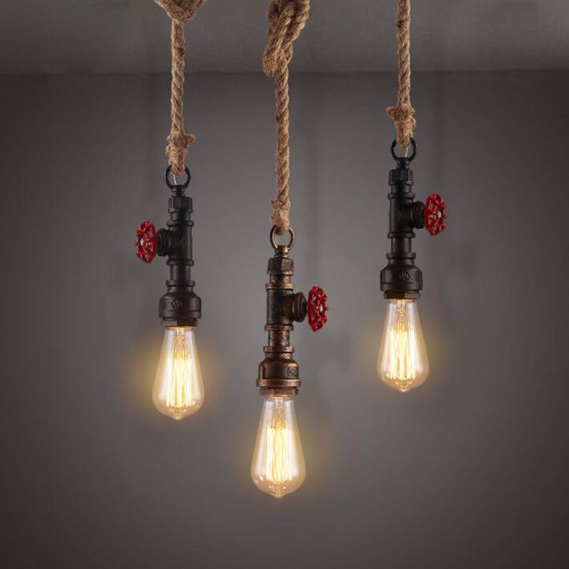 Retro Industrial Style Single Bulb Hanging Light Creative Water Pipe Shaped Metal Pendant Lamp