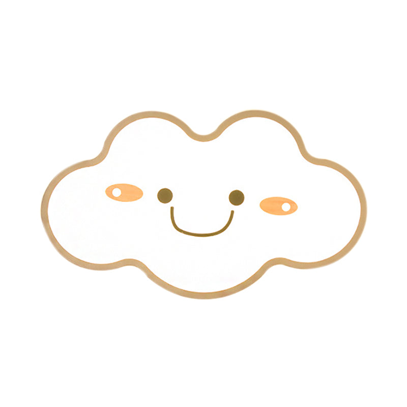Acrylic Shy Cloud Flush Ceiling Light Child Bedroom Cartoon LED Ceiling Fixture in White
