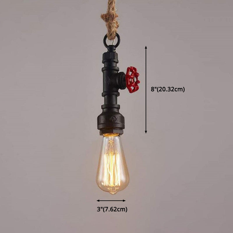 Retro Industrial Style Single Bulb Hanging Light Creative Water Pipe Shaped Metal Pendant Lamp