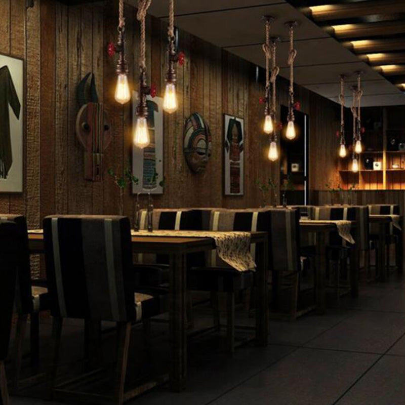 Retro Industrial Style Single Bulb Hanging Light Creative Water Pipe Shaped Metal Pendant Lamp
