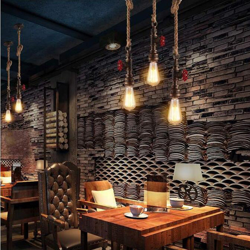 Retro Industrial Style Single Bulb Hanging Light Creative Water Pipe Shaped Metal Pendant Lamp