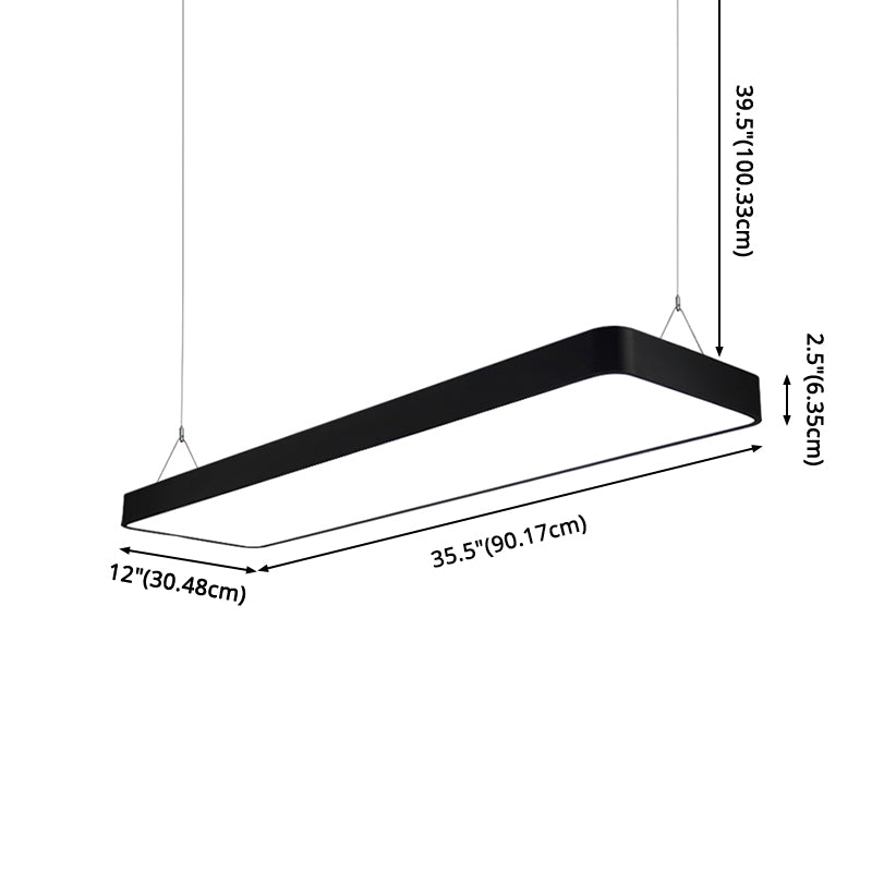 Rechthoekig metaalhangend plafondlicht Minimalistische hanglampverlichting voor kantoor