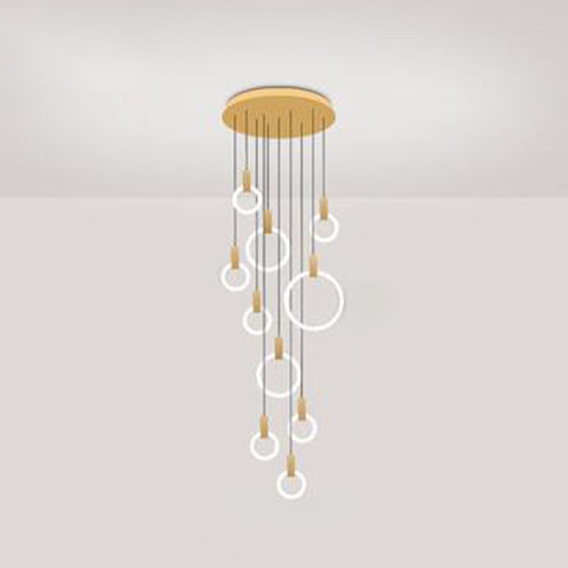 Luce appesa a LED in oro in alluminio in moderno luce a filo in ferro battuto in ferro battuto con tonalità acrilica