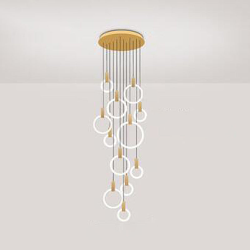 Luce appesa a LED in oro in alluminio in moderno luce a filo in ferro battuto in ferro battuto con tonalità acrilica