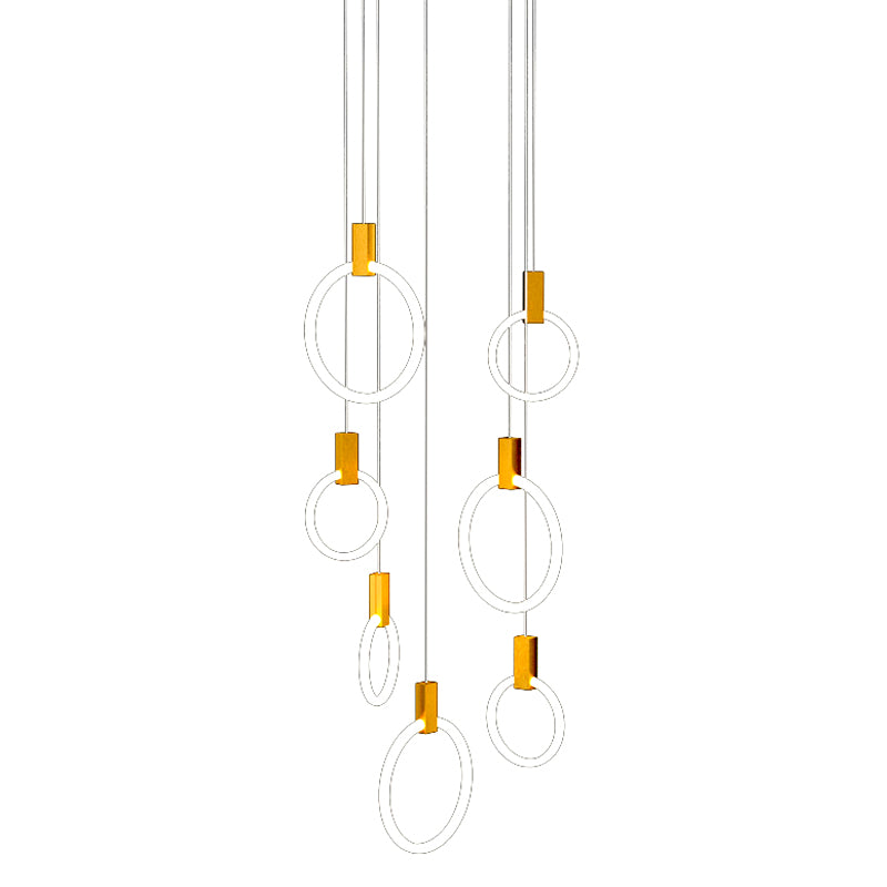 Luce appesa a LED in oro in alluminio in moderno luce a filo in ferro battuto in ferro battuto con tonalità acrilica