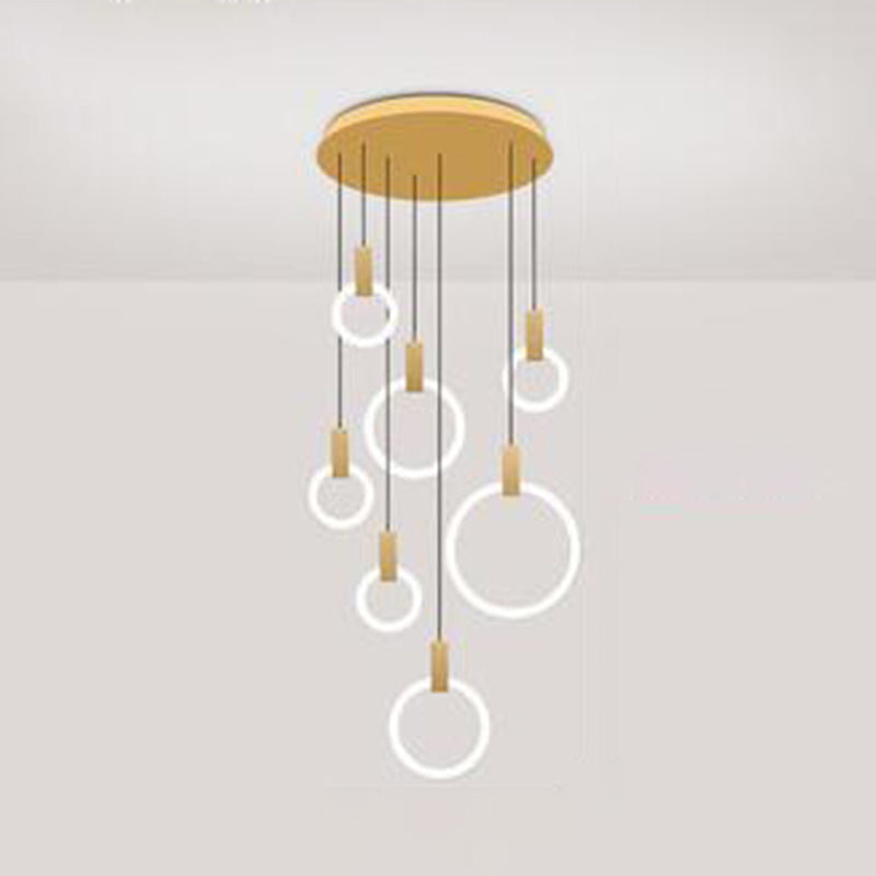 Luce appesa a LED in oro in alluminio in moderno luce a filo in ferro battuto in ferro battuto con tonalità acrilica