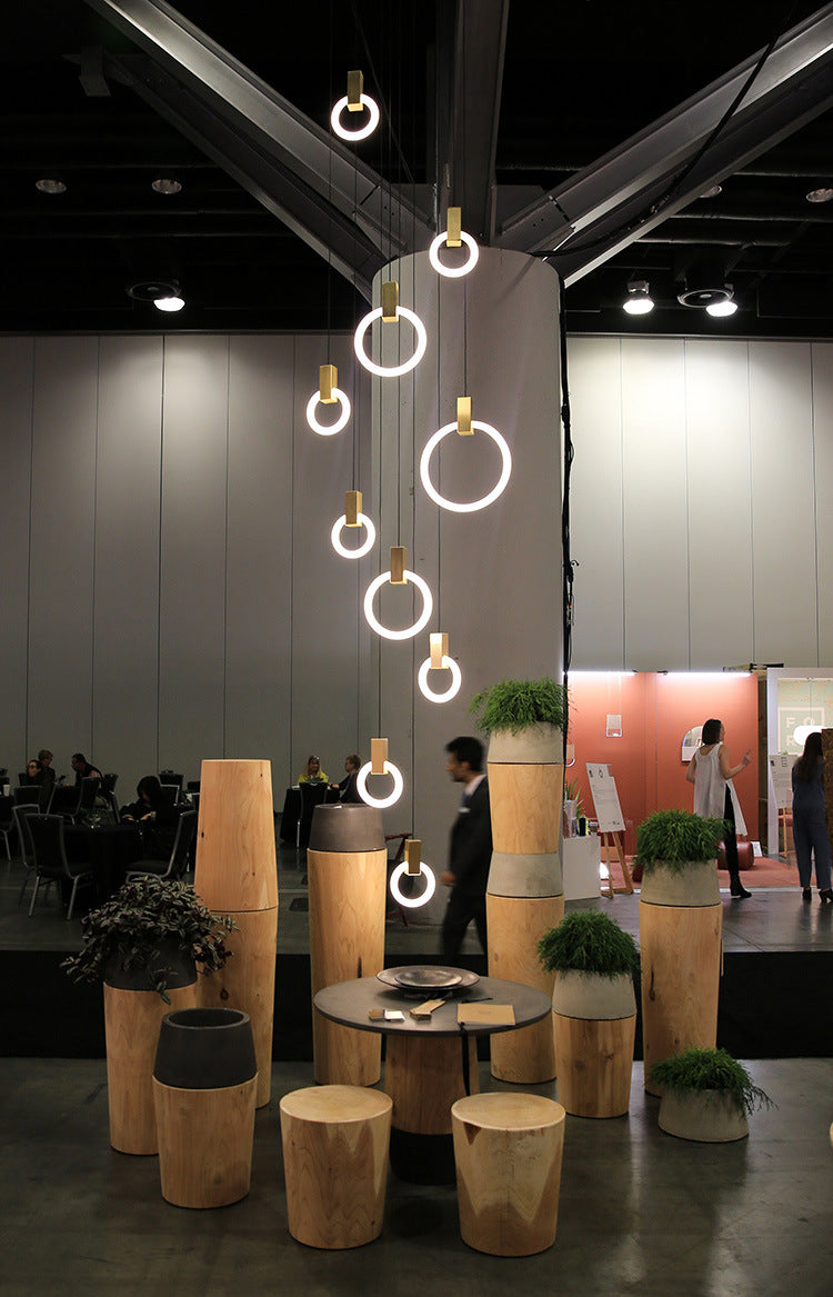 Luce appesa a LED in oro in alluminio in moderno luce a filo in ferro battuto in ferro battuto con tonalità acrilica