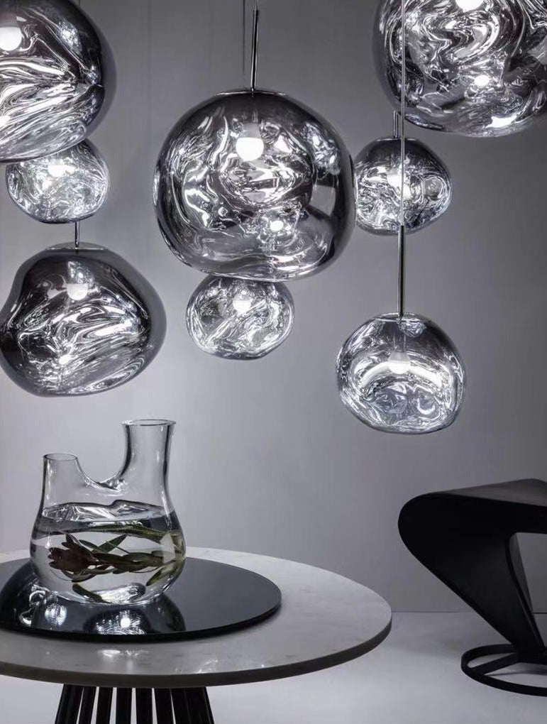 1 Light Glass Pendant Ceiling Lights Modern Orb Hanging Ceiling Lights for Dining Room