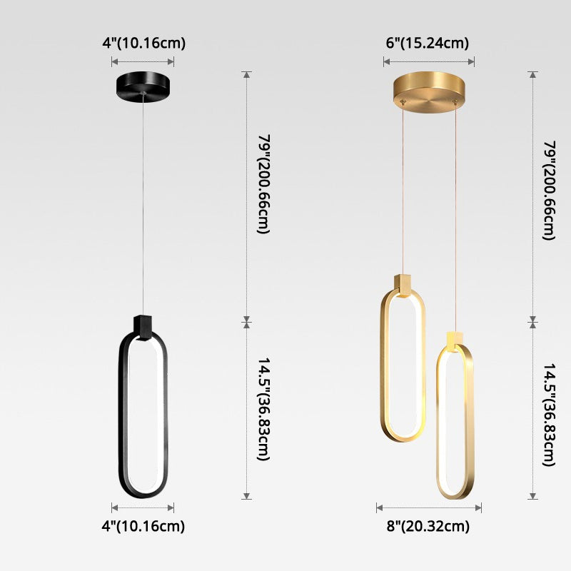 Luce a ciondolo a LED in alluminio in moderno gel di silice in stile conciso luce oblunga per camera da letto