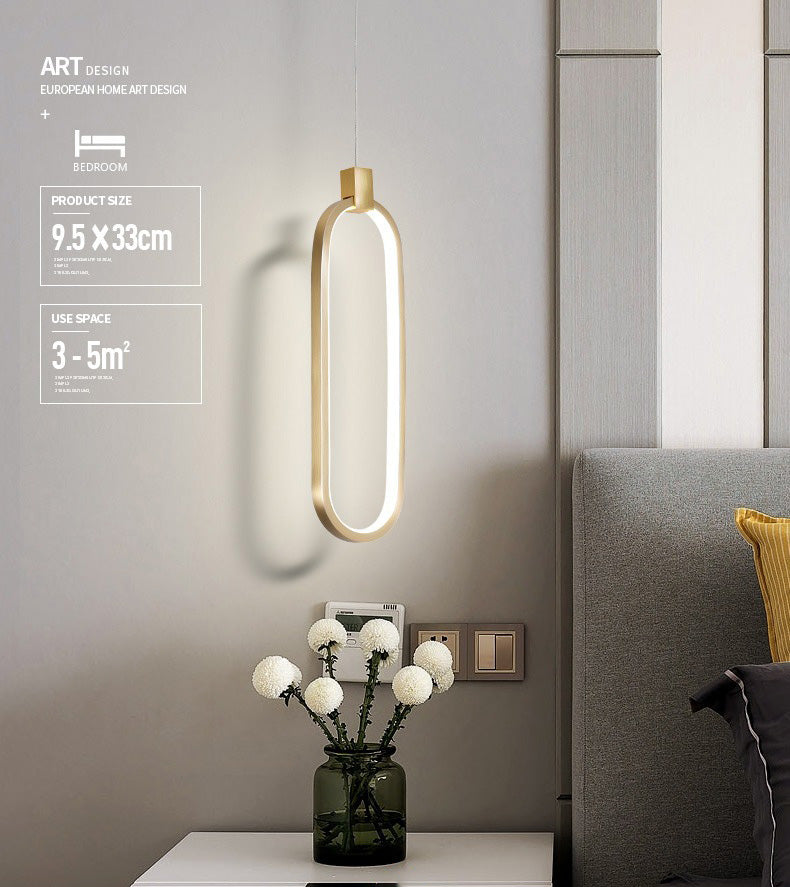 Luce a ciondolo a LED in alluminio in moderno gel di silice in stile conciso luce oblunga per camera da letto
