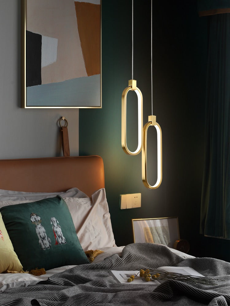Luce a ciondolo a LED in alluminio in moderno gel di silice in stile conciso luce oblunga per camera da letto