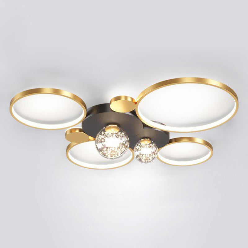 Minimalismo, círculos geométricos nórdicos, luz LED de techo, bola de cristal transparente, cadena de luces LED, accesorio de iluminación para sala de estar