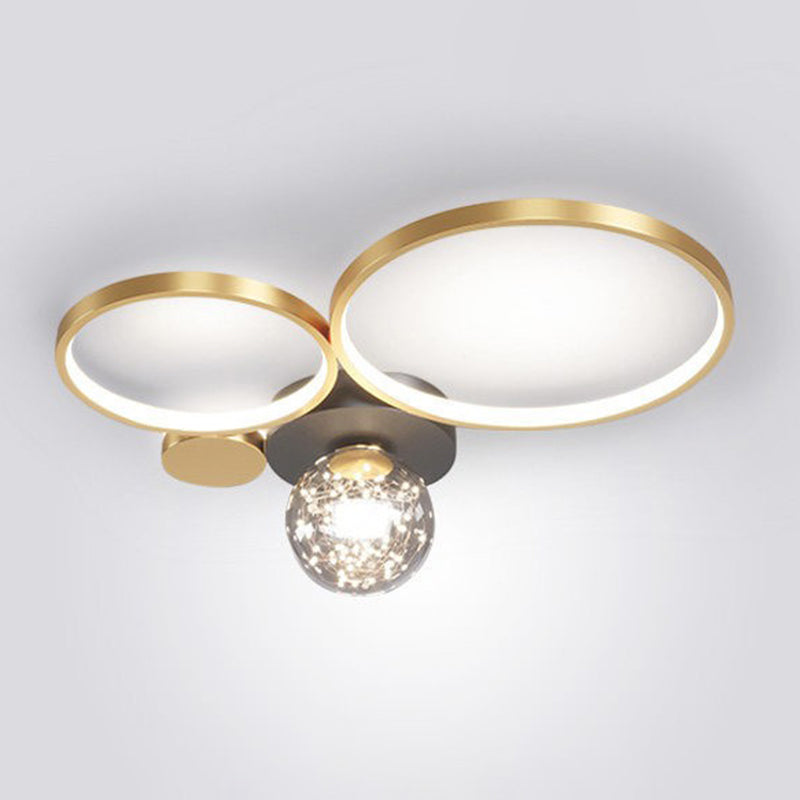 Minimalismo, círculos geométricos nórdicos, luz LED de techo, bola de cristal transparente, cadena de luces LED, accesorio de iluminación para sala de estar
