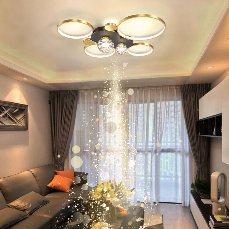 Minimalismo, círculos geométricos nórdicos, luz LED de techo, bola de cristal transparente, cadena de luces LED, accesorio de iluminación para sala de estar