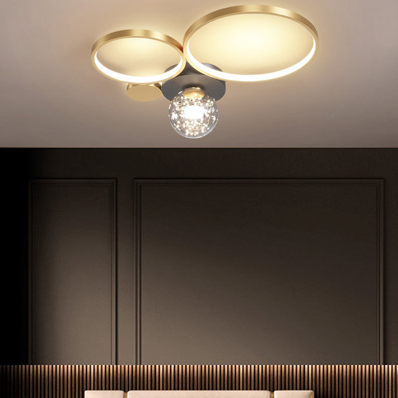 Minimalism Nordic Geometric Circles LED Ceiling Light Clear Glass Ball LED String Light Lighting Fixture for Living Room