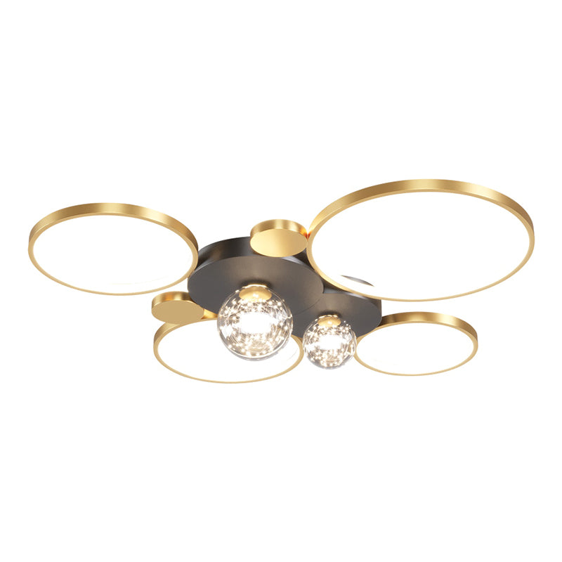 Minimalismo, círculos geométricos nórdicos, luz LED de techo, bola de cristal transparente, cadena de luces LED, accesorio de iluminación para sala de estar