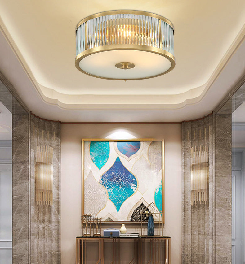 Glass Drum Flush Mount Ceiling Light Fixture Traditional Bedroom Flush Mount Lighting Fixtures