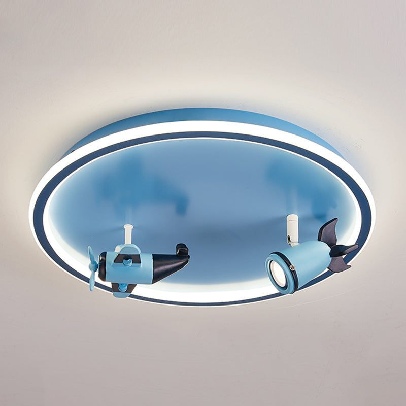 Plafonnier LED en acrylique bleu à 1 lumière, plafonnier arrondi créatif pour chambre d'enfant