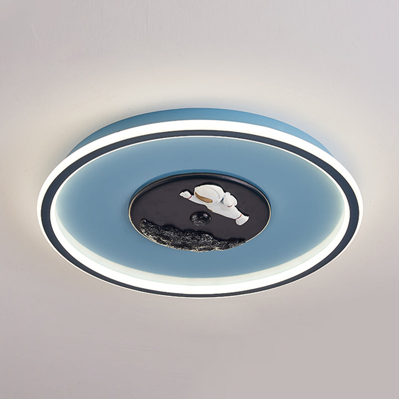 Plafonnier LED en acrylique bleu à 1 lumière, plafonnier arrondi créatif pour chambre d'enfant