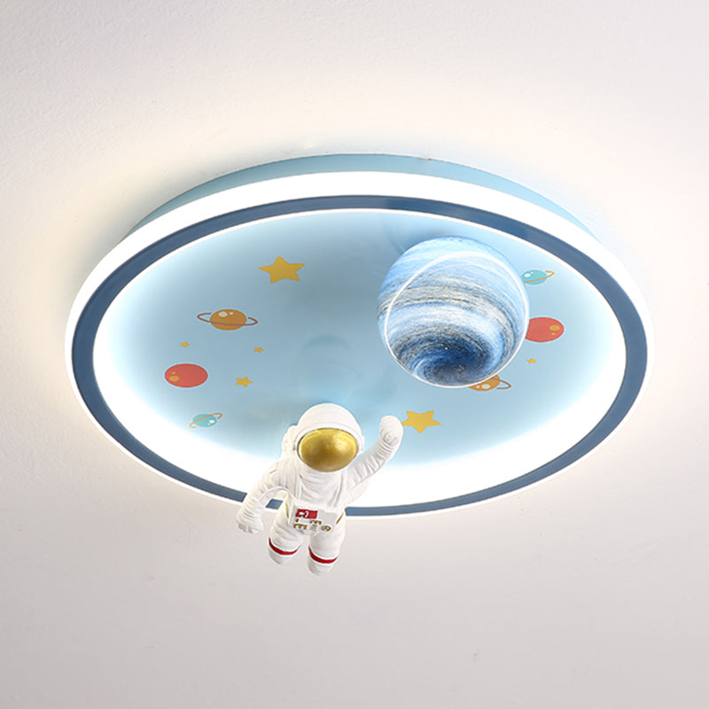 Plafonnier LED en acrylique bleu à 1 lumière, plafonnier arrondi créatif pour chambre d'enfant