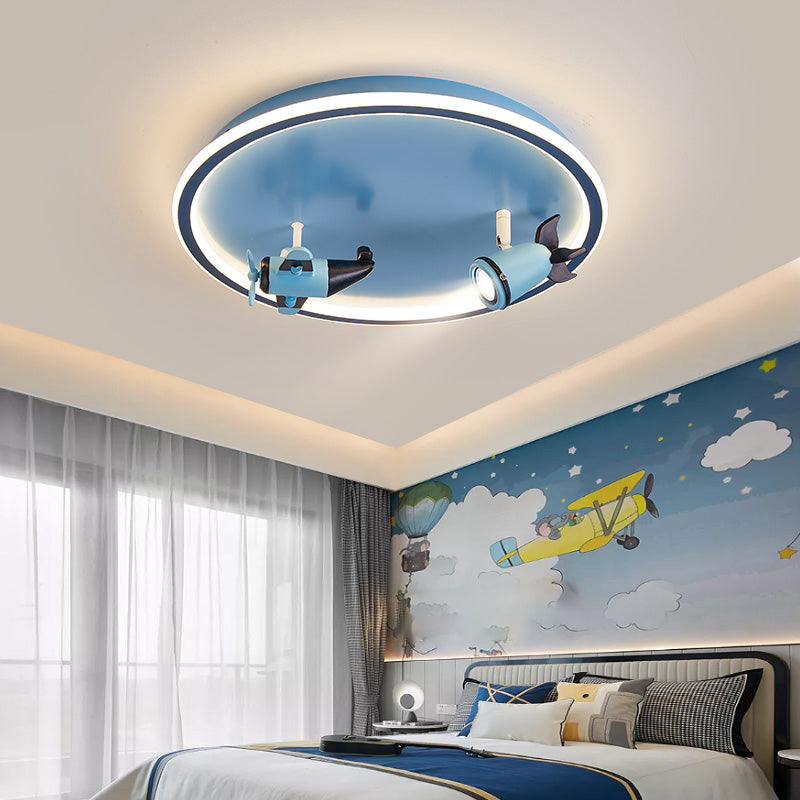Plafonnier LED en acrylique bleu à 1 lumière, plafonnier arrondi créatif pour chambre d'enfant