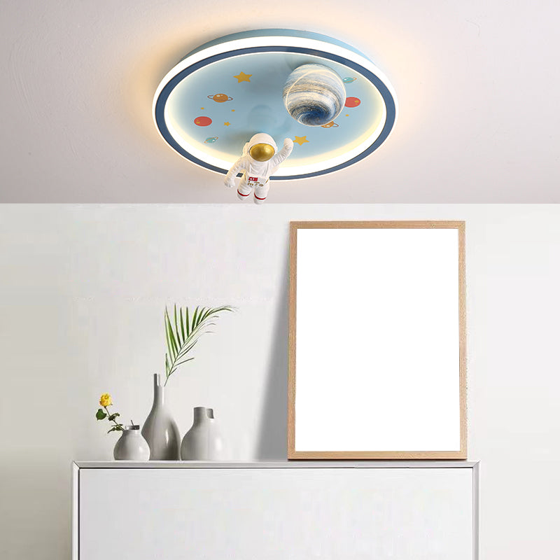 Plafonnier LED en acrylique bleu à 1 lumière, plafonnier arrondi créatif pour chambre d'enfant