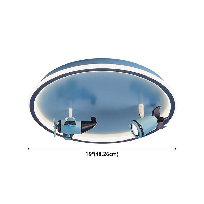 Plafonnier LED en acrylique bleu à 1 lumière, plafonnier arrondi créatif pour chambre d'enfant