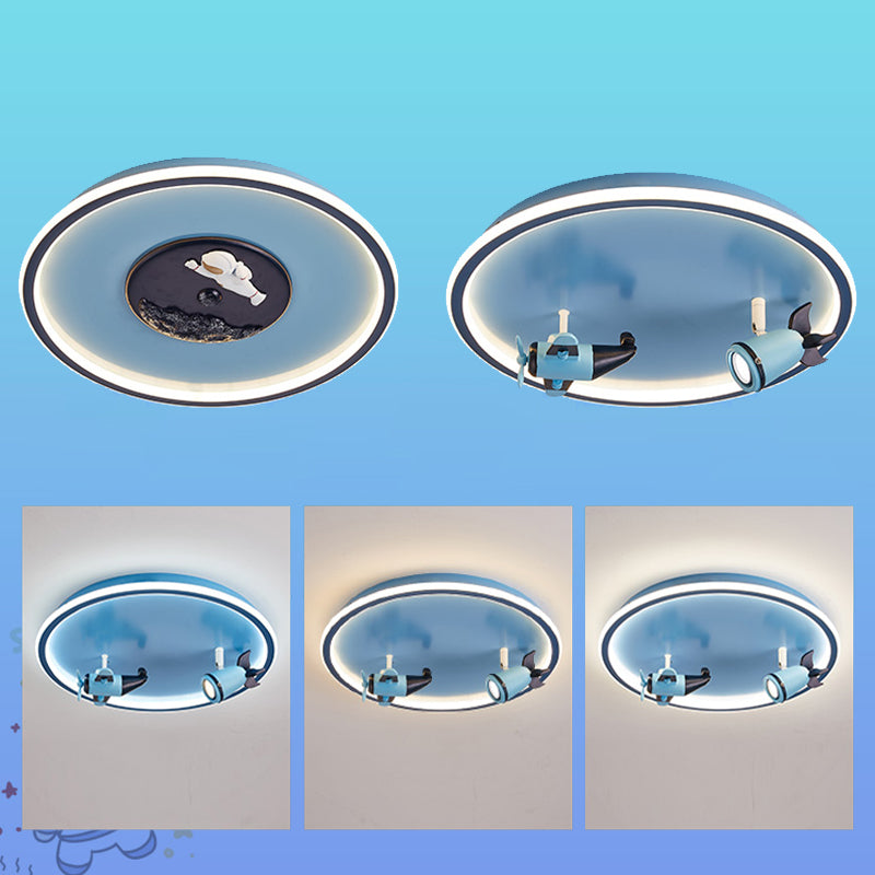 Plafonnier LED en acrylique bleu à 1 lumière, plafonnier arrondi créatif pour chambre d'enfant
