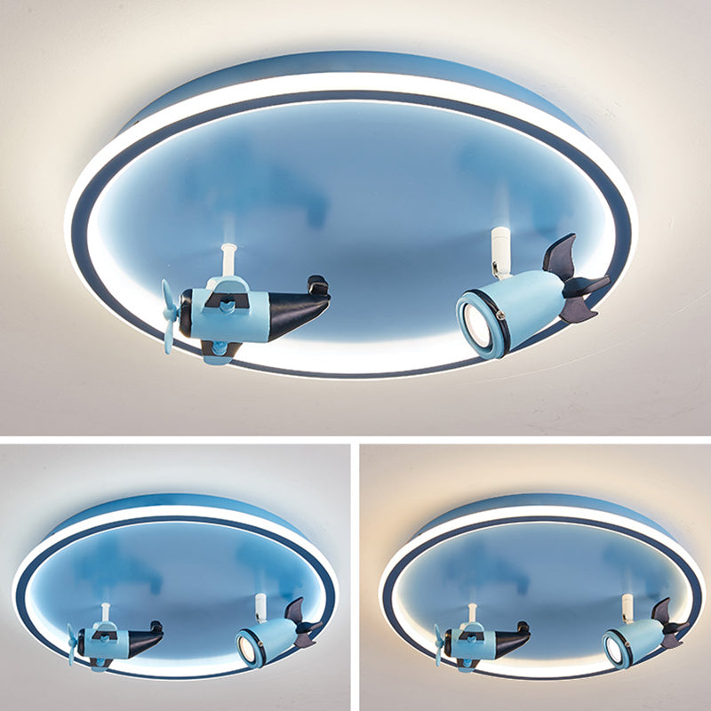 Plafonnier LED en acrylique bleu à 1 lumière, plafonnier arrondi créatif pour chambre d'enfant