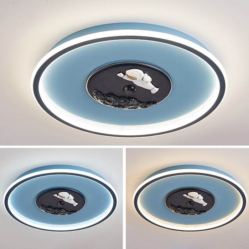Plafonnier LED en acrylique bleu à 1 lumière, plafonnier arrondi créatif pour chambre d'enfant