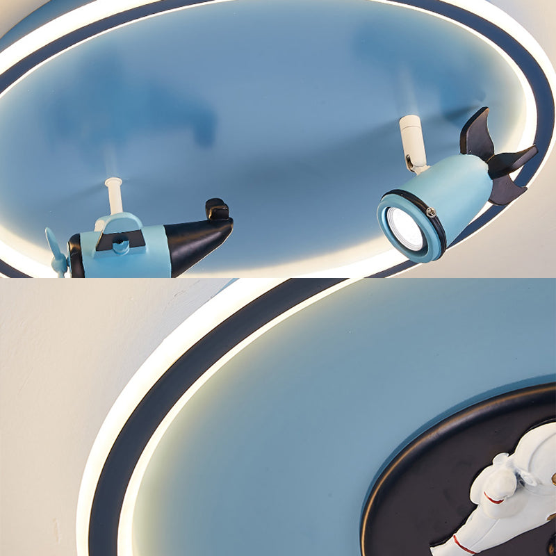 Plafonnier LED en acrylique bleu à 1 lumière, plafonnier arrondi créatif pour chambre d'enfant