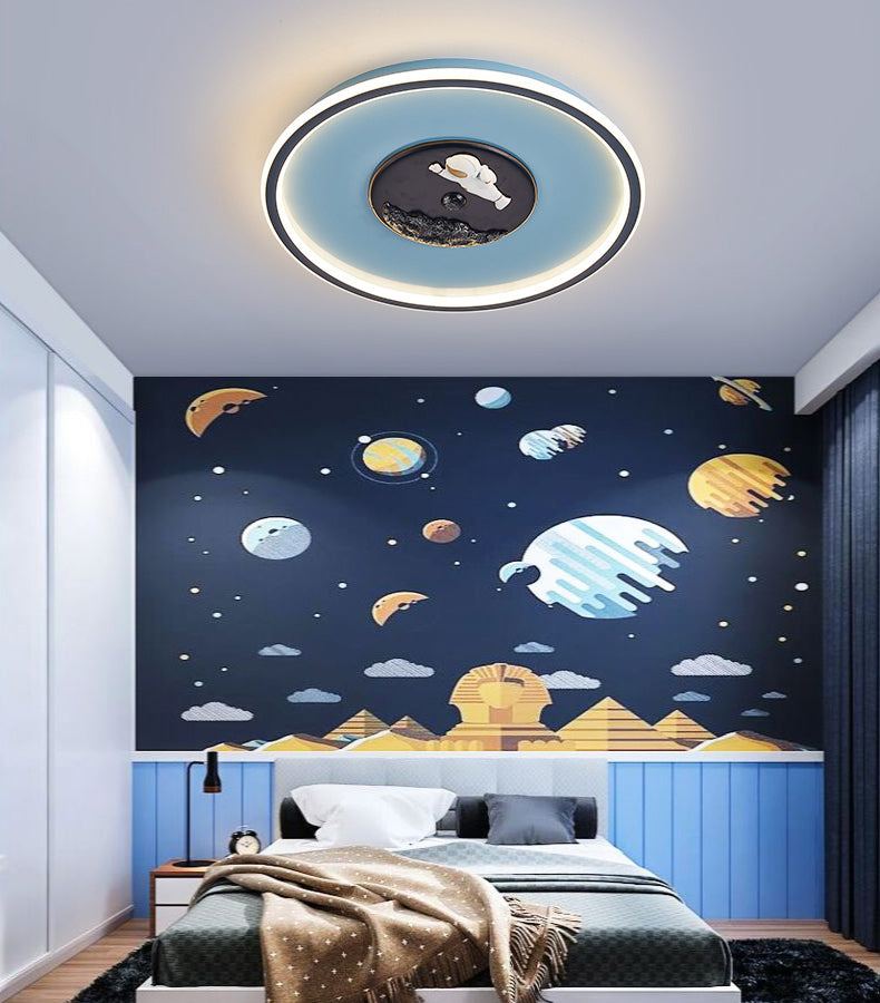 Plafonnier LED en acrylique bleu à 1 lumière, plafonnier arrondi créatif pour chambre d'enfant